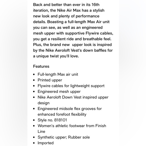 Nike Women’s Air Max 2016 Print Running Sneakers Black White Size 7.5 - Picture 5 of 13